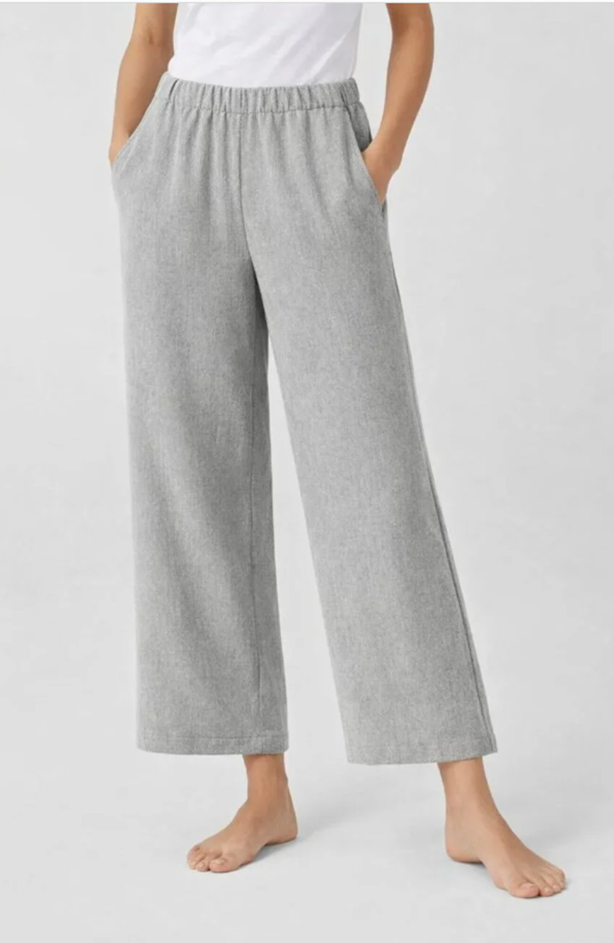 Eileen Fisher Soft Wool Flannel Straight Pant Small